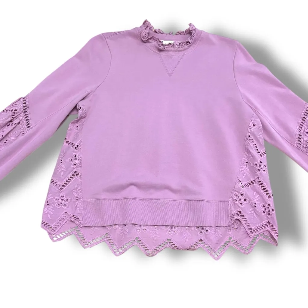 Forever That Girl Lilac Anthropologie Eyelet Sweater – Large - Image 2
