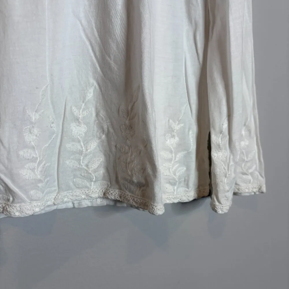 Sundance white embroidered henley top - Image 2