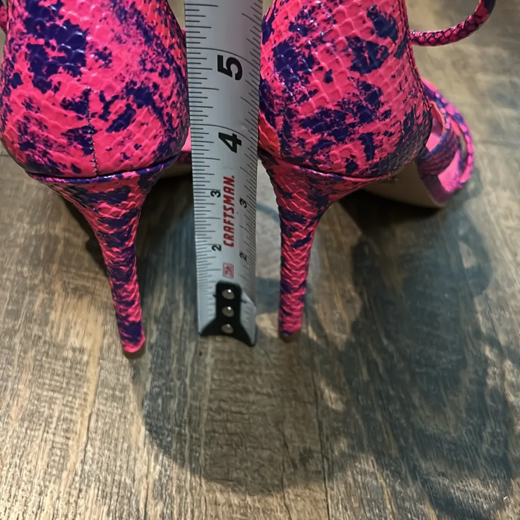 Gianni‎ Bini Womens Kameela Snake Print Heels Strappy Leather Pink Purple 8.5 - Image 5