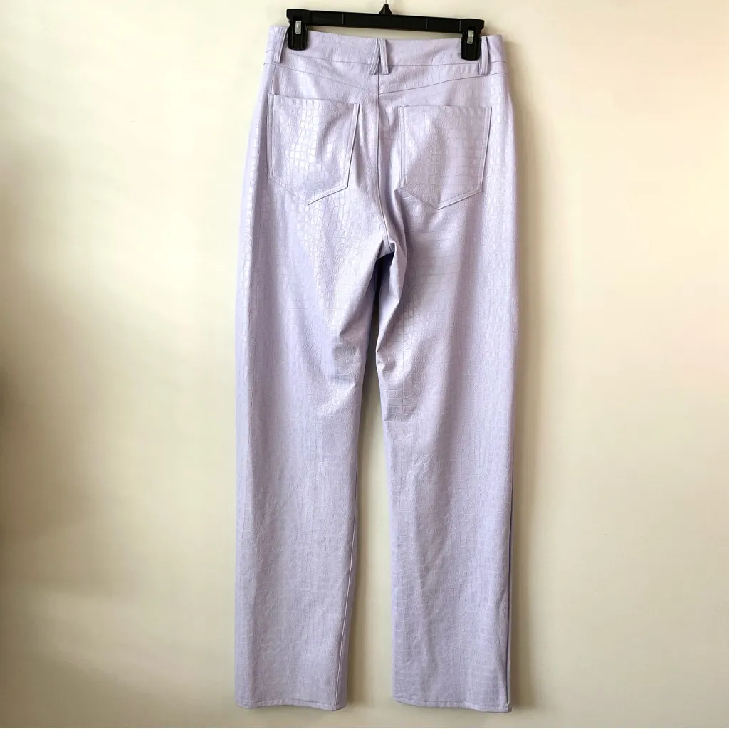 Naked Wardrobe Faux‎ Leather Croc Straight Leg Pants Lavender Purple XS - Image 4