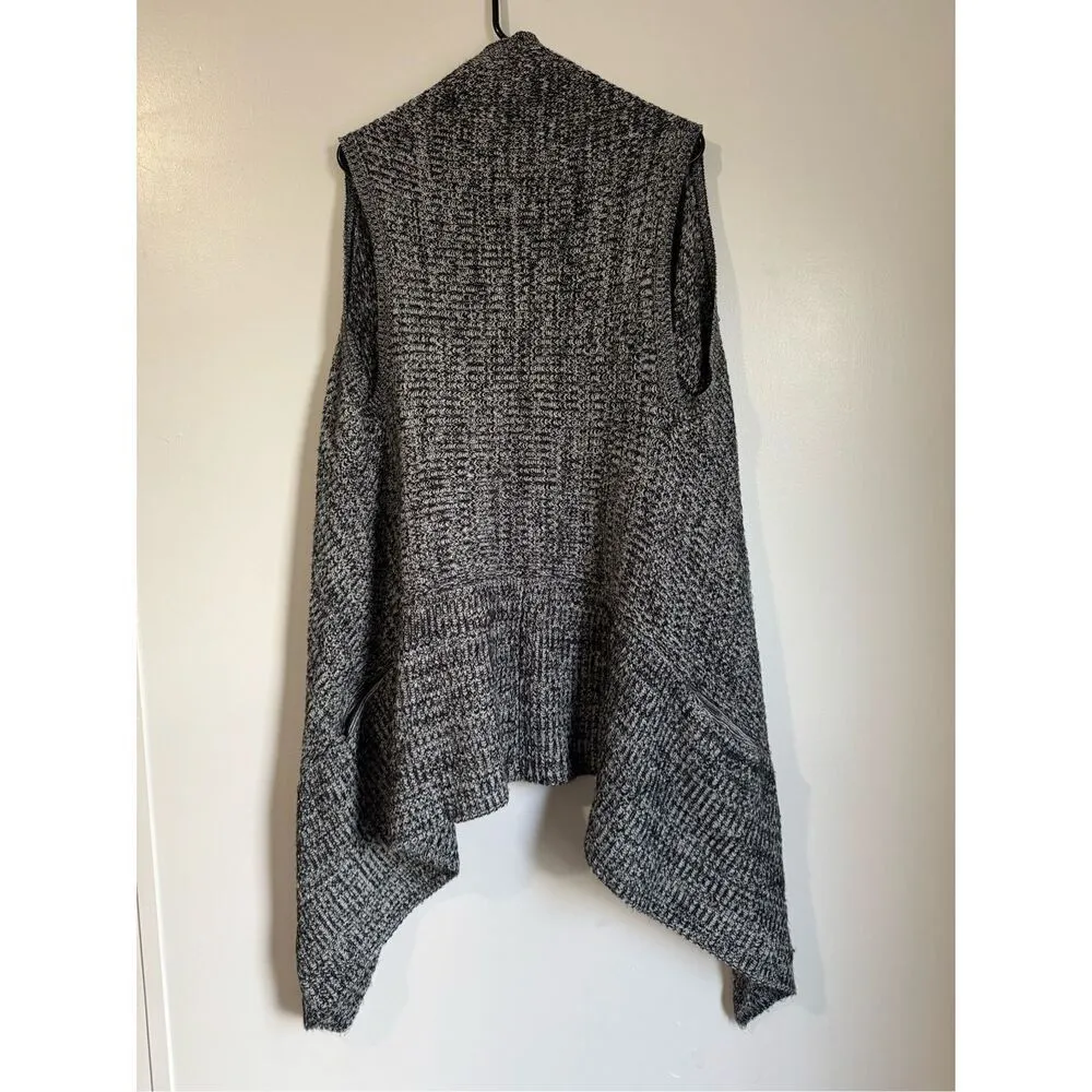 Lumiere Womens Black Oversized Open Front Draped Sweater Vest sz L Minimalist - Image 3