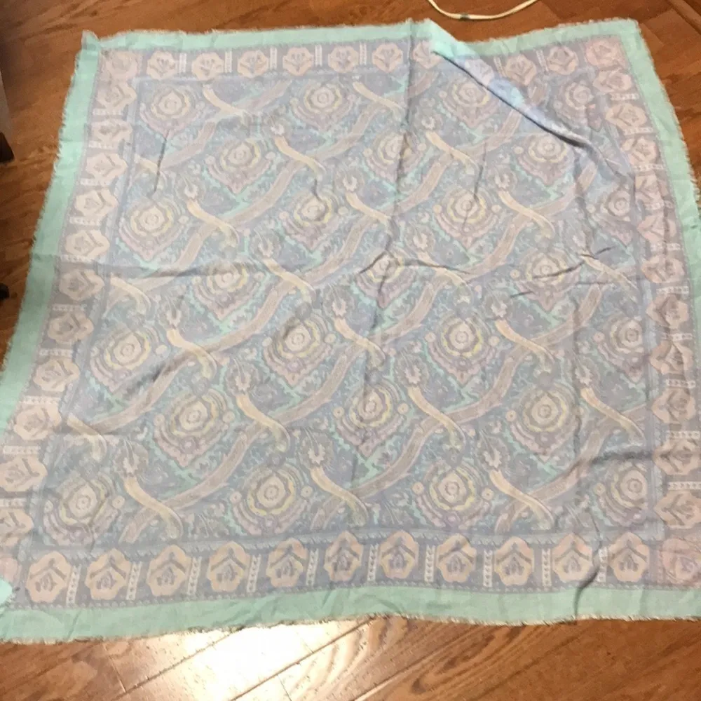 Vintage Glentex square pastel scarf Green - Image 3