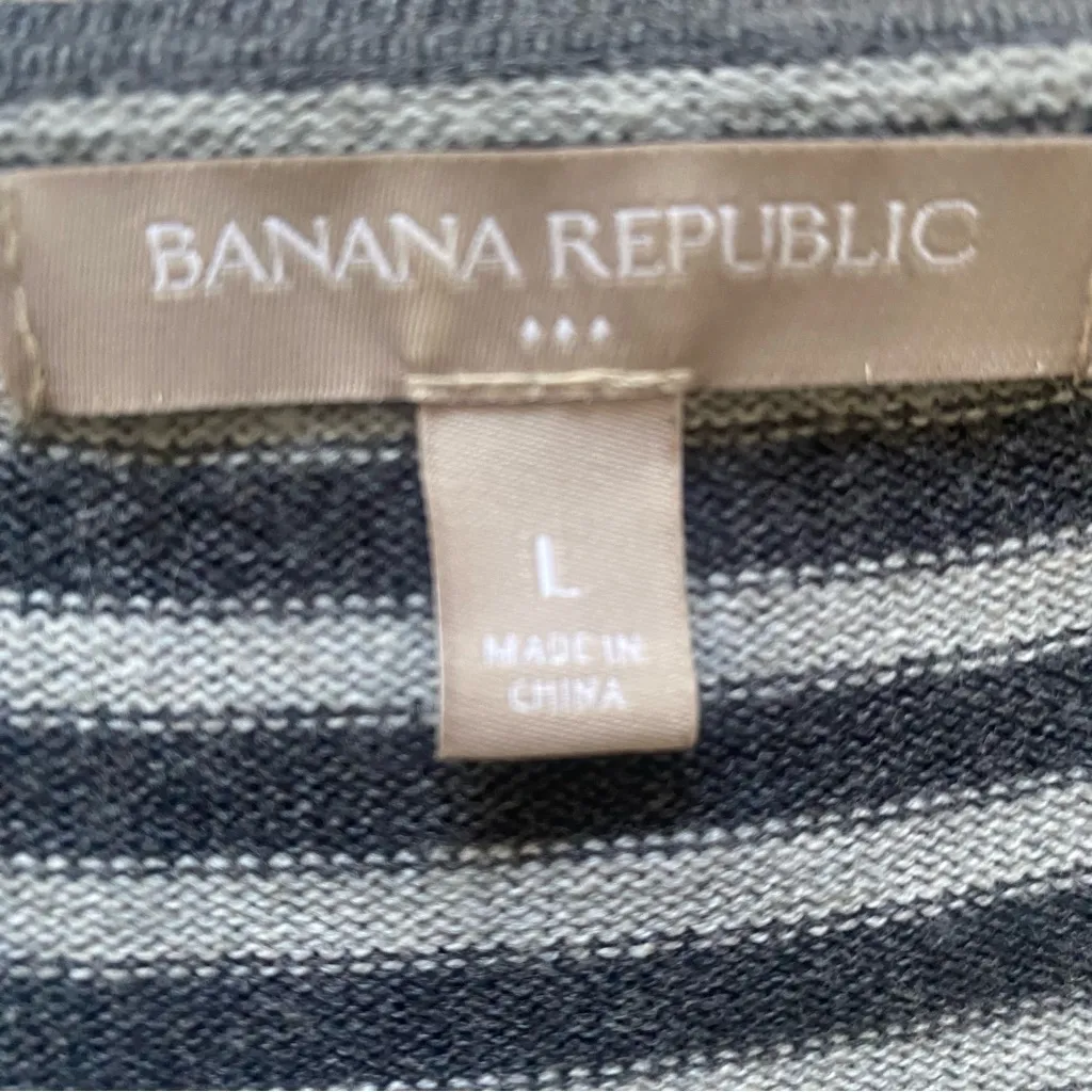 Banana Republic Gray Striped Knit Tunic Dress Size L Cozy - Image 2