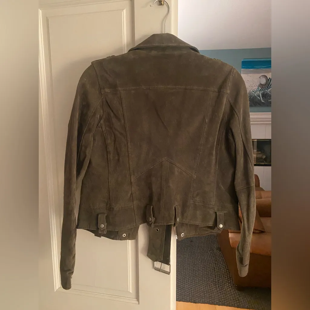Blank NYC Suede Leather Moto Jacket in Herb Green - Image 13