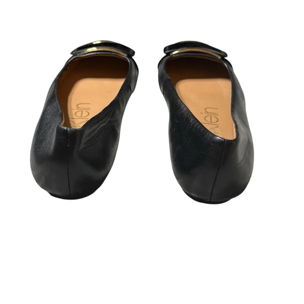 Calvin Klein 'Evaline' Women's Black Flats  W/ Gold Accents Shoe Size 10 - Image 3
