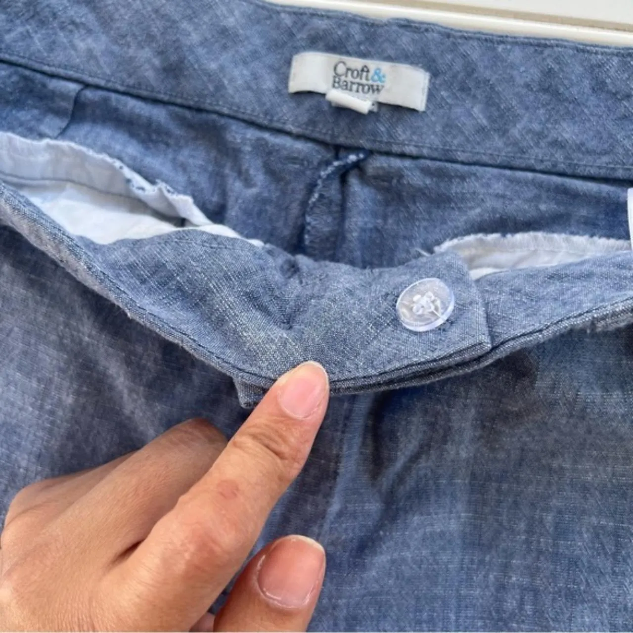 Croft & Barrow  Blue Chambray Cotton Shorts - Image 5