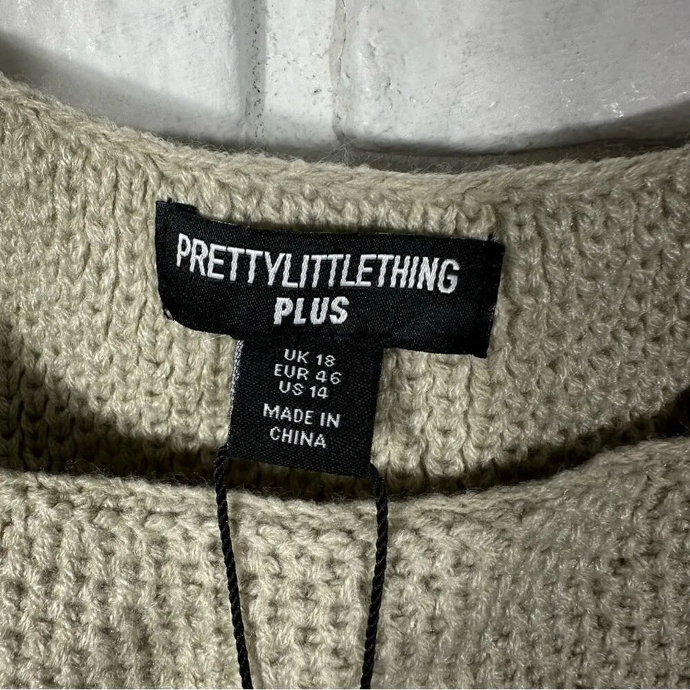 NEW Prettylittlething Plus Fringe Knit Crop Top Size US 14 - Image 6