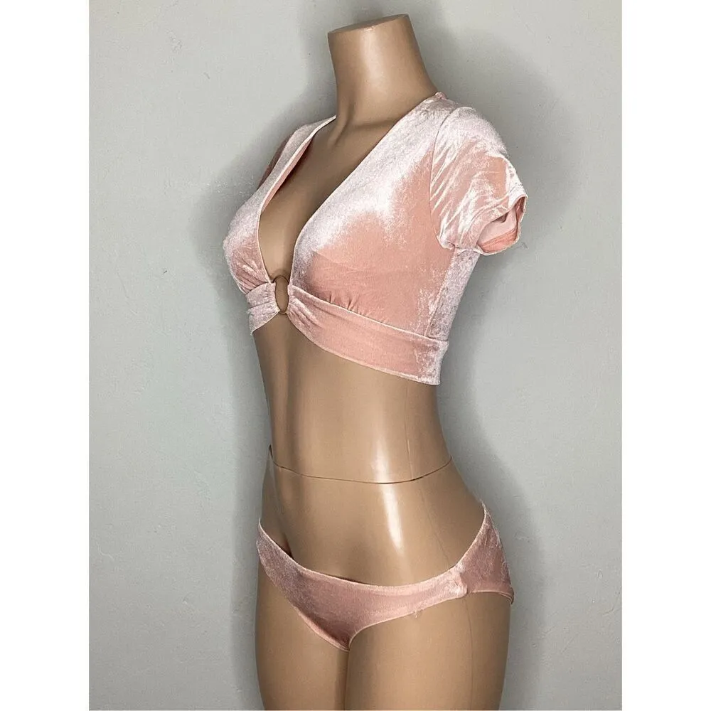 New. Robin Piccone blush stretchy velour bikini set. Small. Retails $189 - Image 6