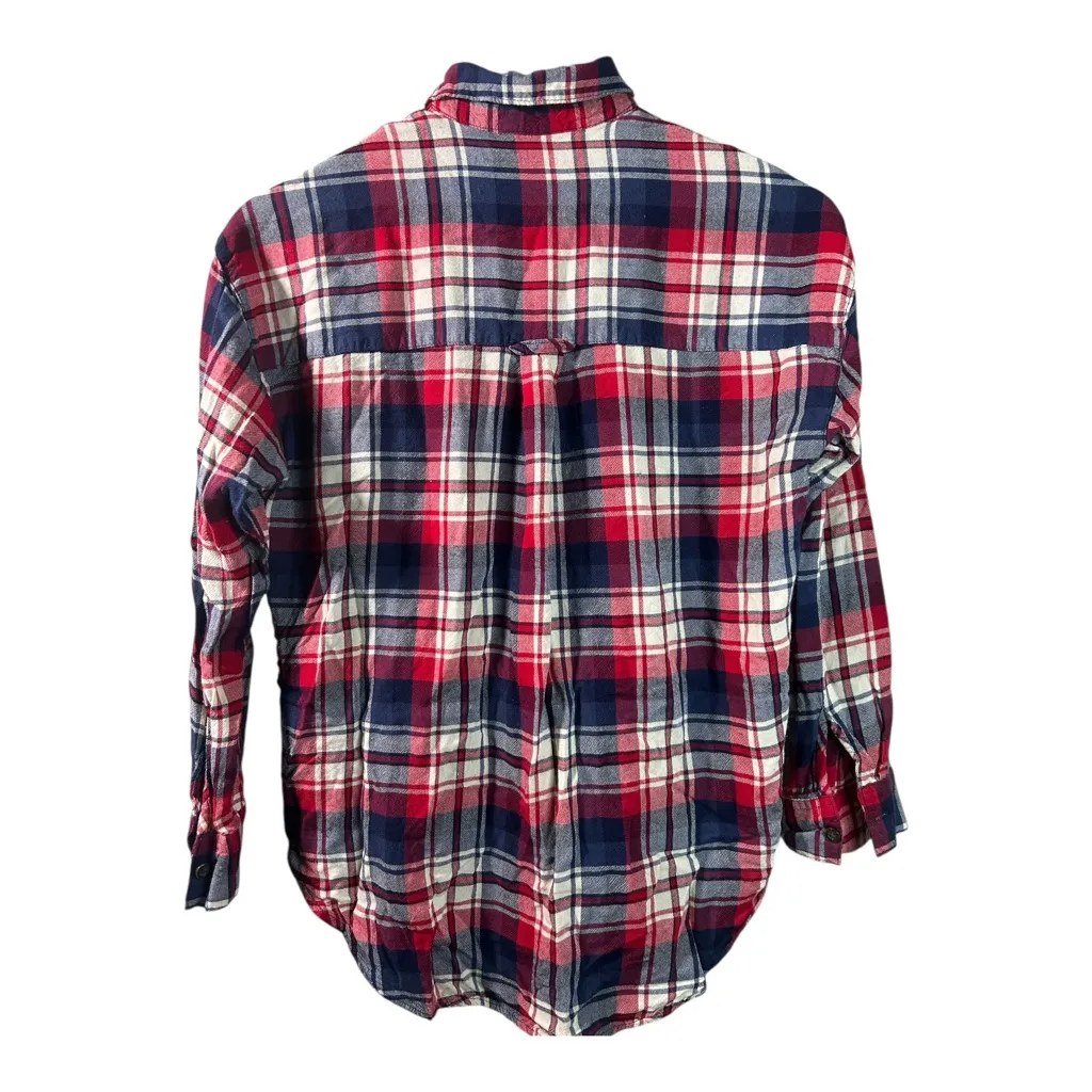 Patriotic Collegiate Cozy Fall Autumn Forever21 Multicolor Plaid Flannel Shirt S - Image 4