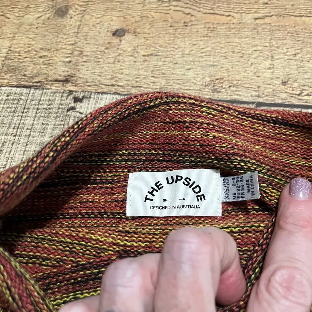 The Upside | Women's Multicolor Rolled Neck Horizontal Stripe Sweater Sz XXS/XS Red - Image 4