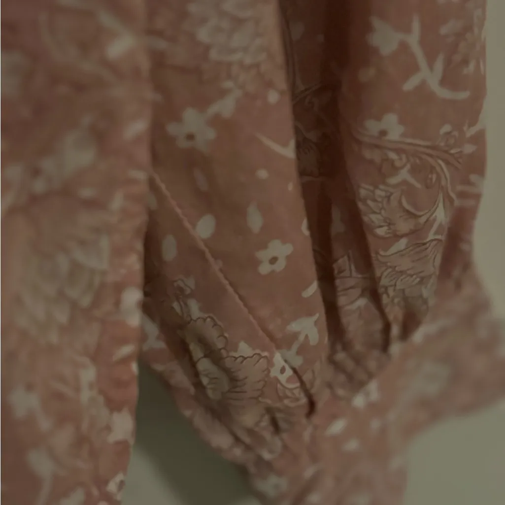 C&C California Light peach and White Floral Hawaiian Print cotton Blouse‎ Top - Image 4
