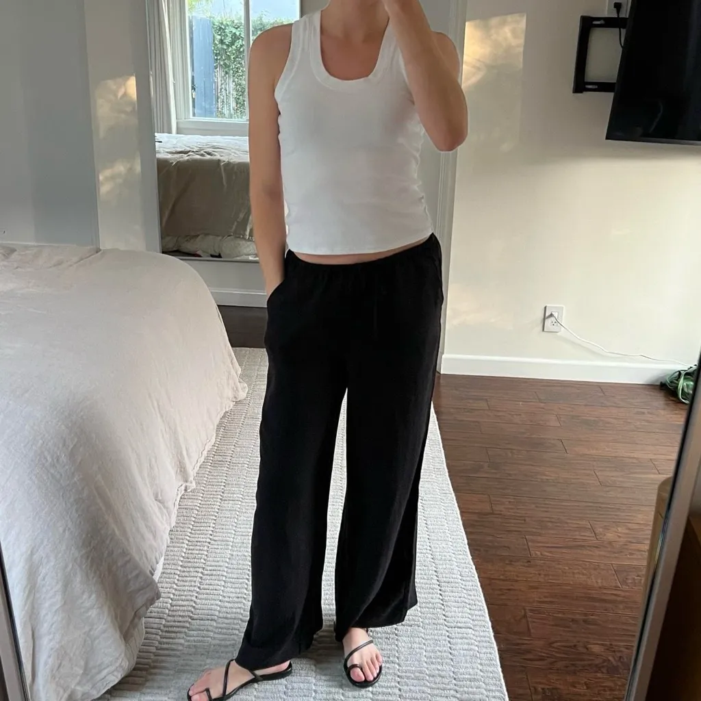 Z Supply Black Linen Drawstring Pants - Image 3