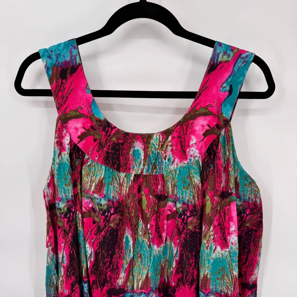 Metropolitan MuuMuu House dress Womens Medium‎ Pink Rayon India Batik Print - Image 5