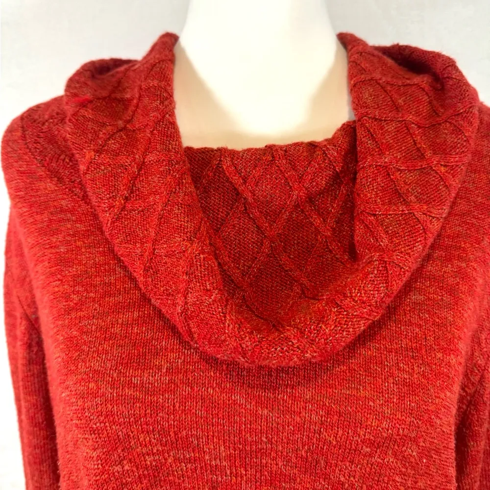 burnt orange rust patterned cowl neck sweater size 22/24 - Image 3