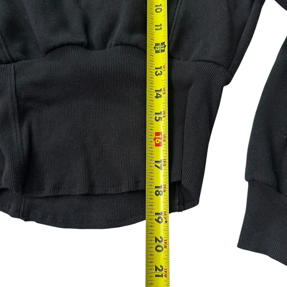 Victoria's Secret Black Fleece Crop Sweater Women Size XS | 58-18 - Image 5