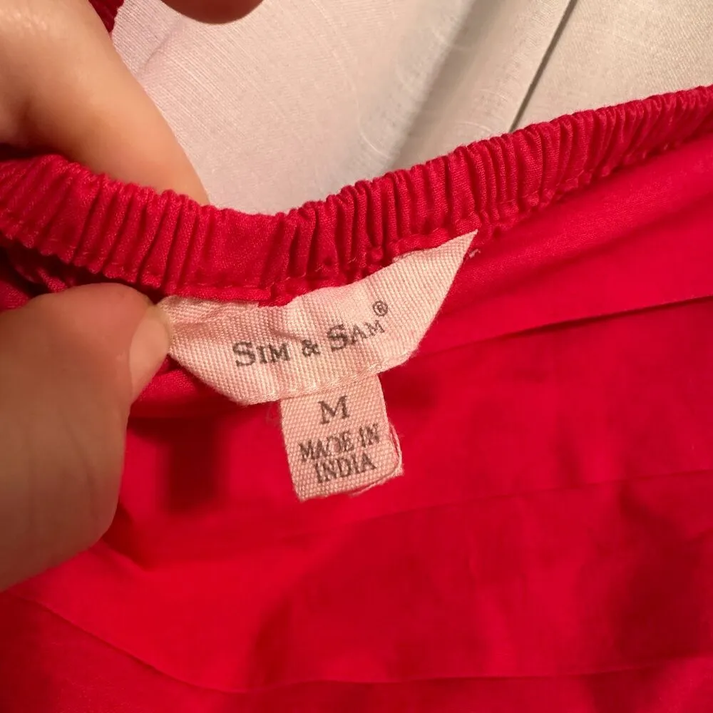 Square Neck Puff Sleeve Red Crop Top - Image 2