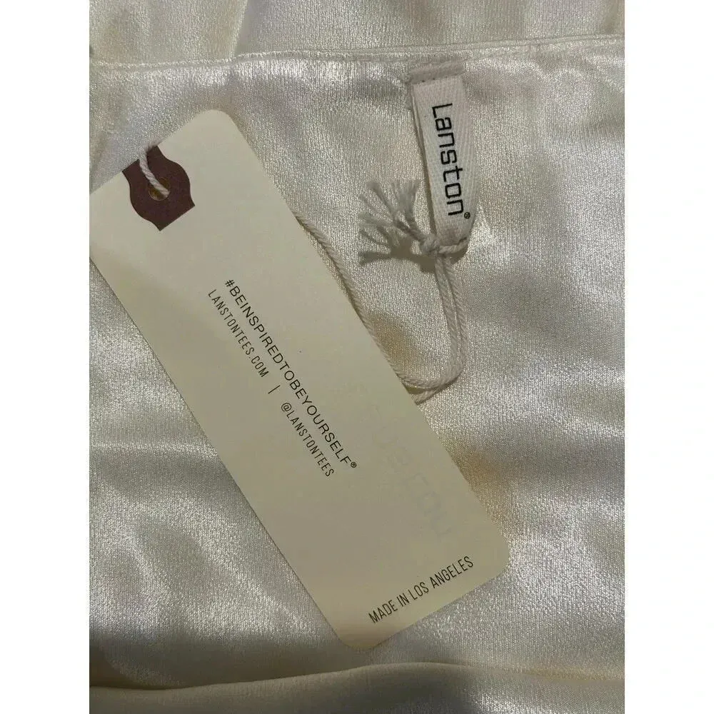 NWT Lanston‎ Satin Like Pale Yellow Dress Size L - Image 6