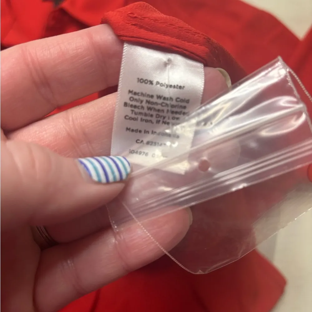 Talbots Size XS Hidden Button Down Dress Shirt New Red Long Sleeve Office Career - Image 6