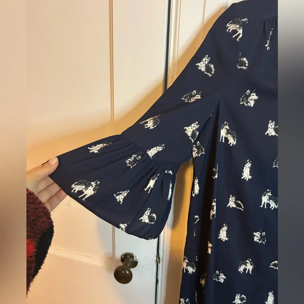 Kate Spade Husky Print Belted Button Front Dress - Image 6