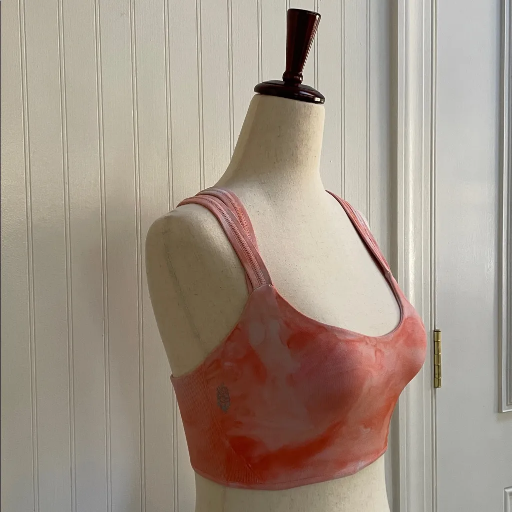 FP Movement by Free People On The Radar Tie Dye Sports Bra Peach Combo Size XS/S Orange - Image 6