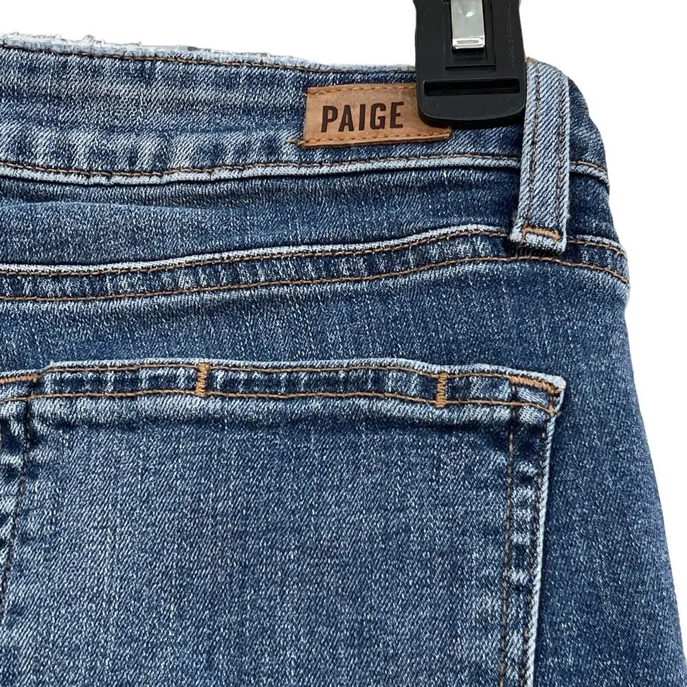 Paige SZ 27 Verdugo Crop Jeans Low-Rise Stretch 5-Pocket Whiskered Zip-Fly Blue - Image 6