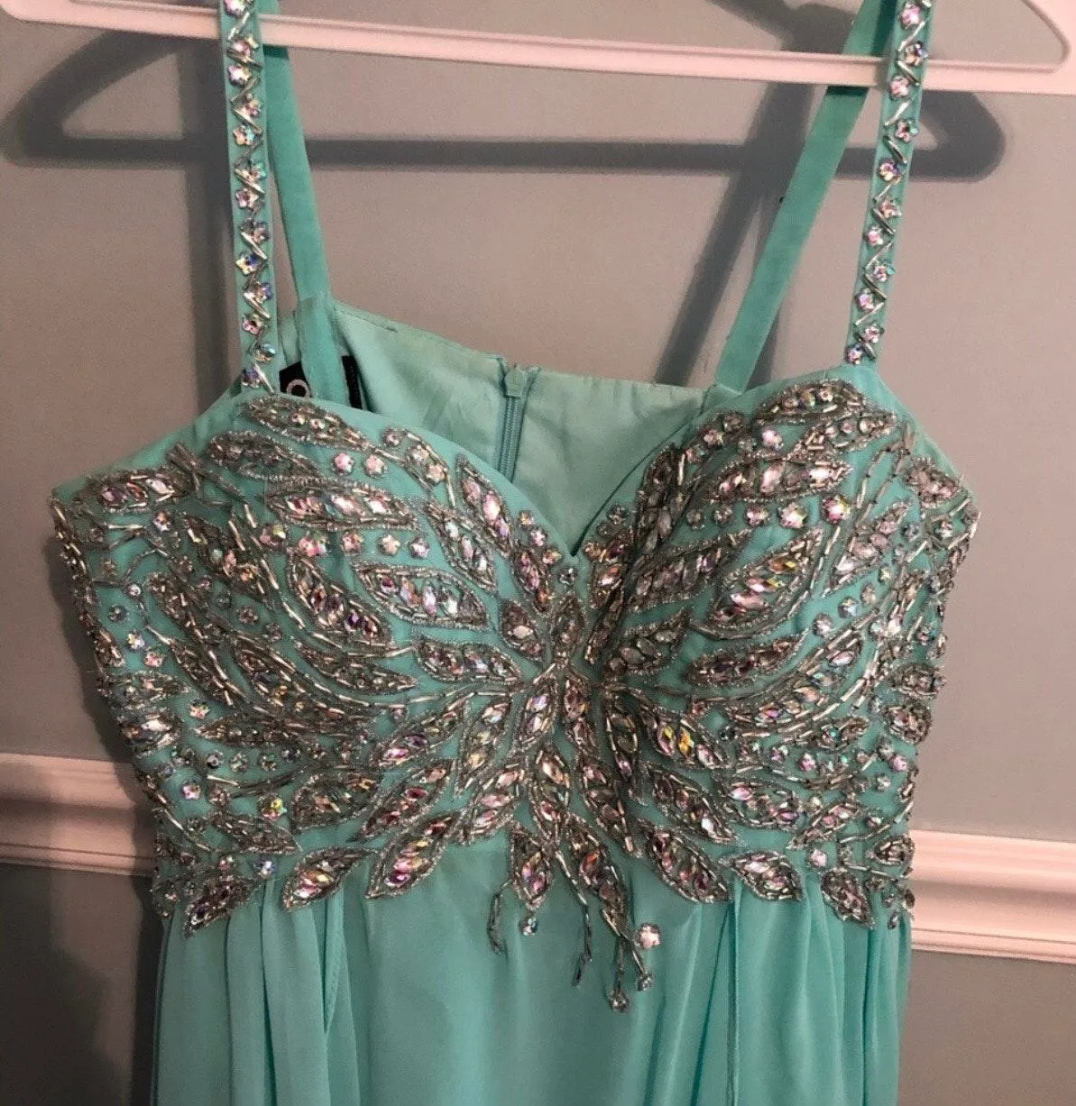 Aqua Prom Dress Blue Size L - Image 2