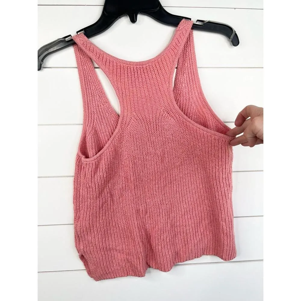 Splendid Deirdre Pink V-neck Racerback Knit Sweater Tank Top Size XS - Image 4