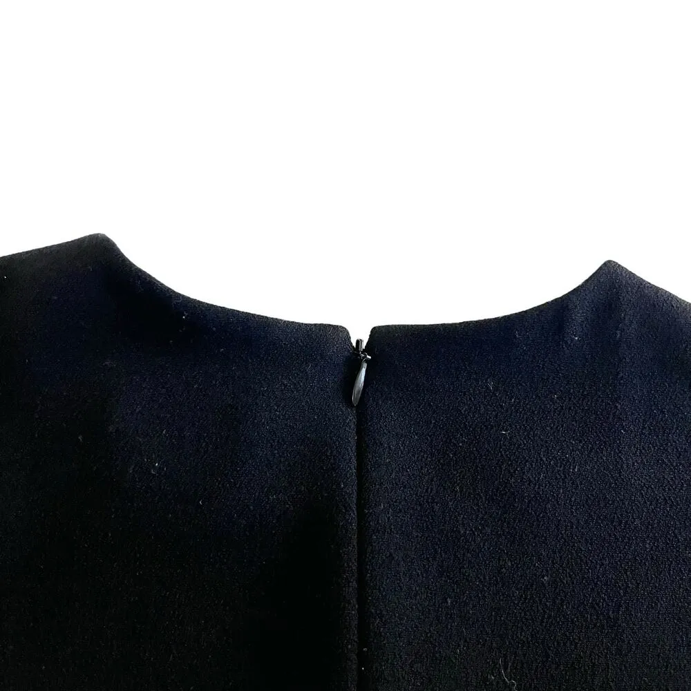 Shoshanna Solid Black Scalloped Crepe Short Sleeve Top Size 0 - Image 4