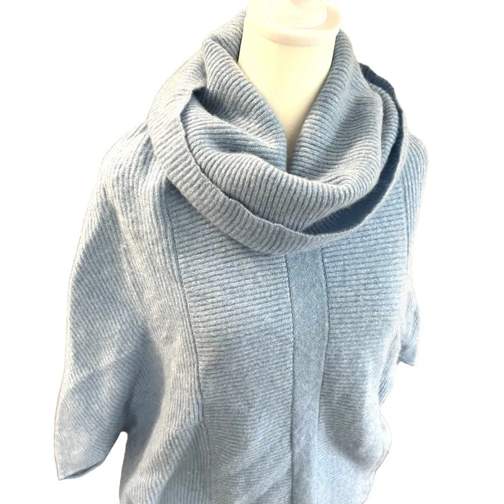 J. McLaughlin Pence 100% Cashmere Cowl Neck Poncho – Light Blue – Size S - Image 3