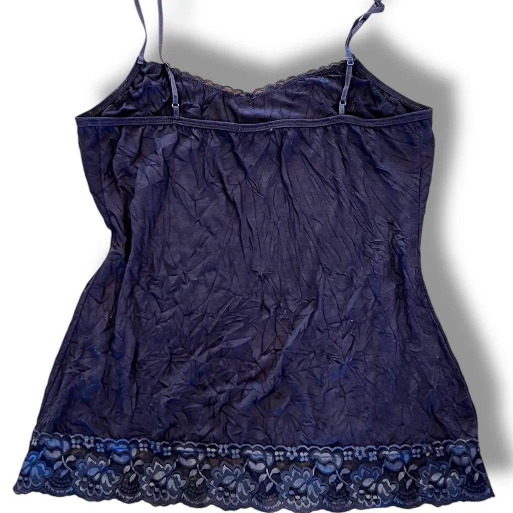 Cami Tank L Gray/Blue Lace Top Bottom ASO Elena Gilbert Fairy Goth New Y2k vtg - Image 2