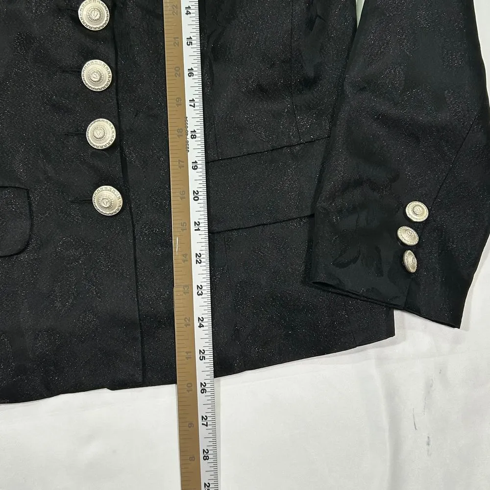EUC Vertigo Paris Black Jacquard Blazer with Gold Buttons Formal Jacket Womens L - Image 7