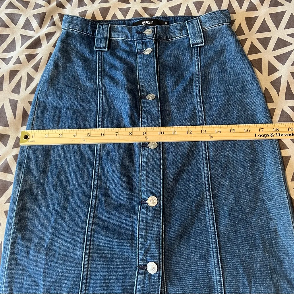 Hudson Jeans Denim Button Front Midi Pencil Skirt High Rise‎ Cotton Size 26 - Image 13