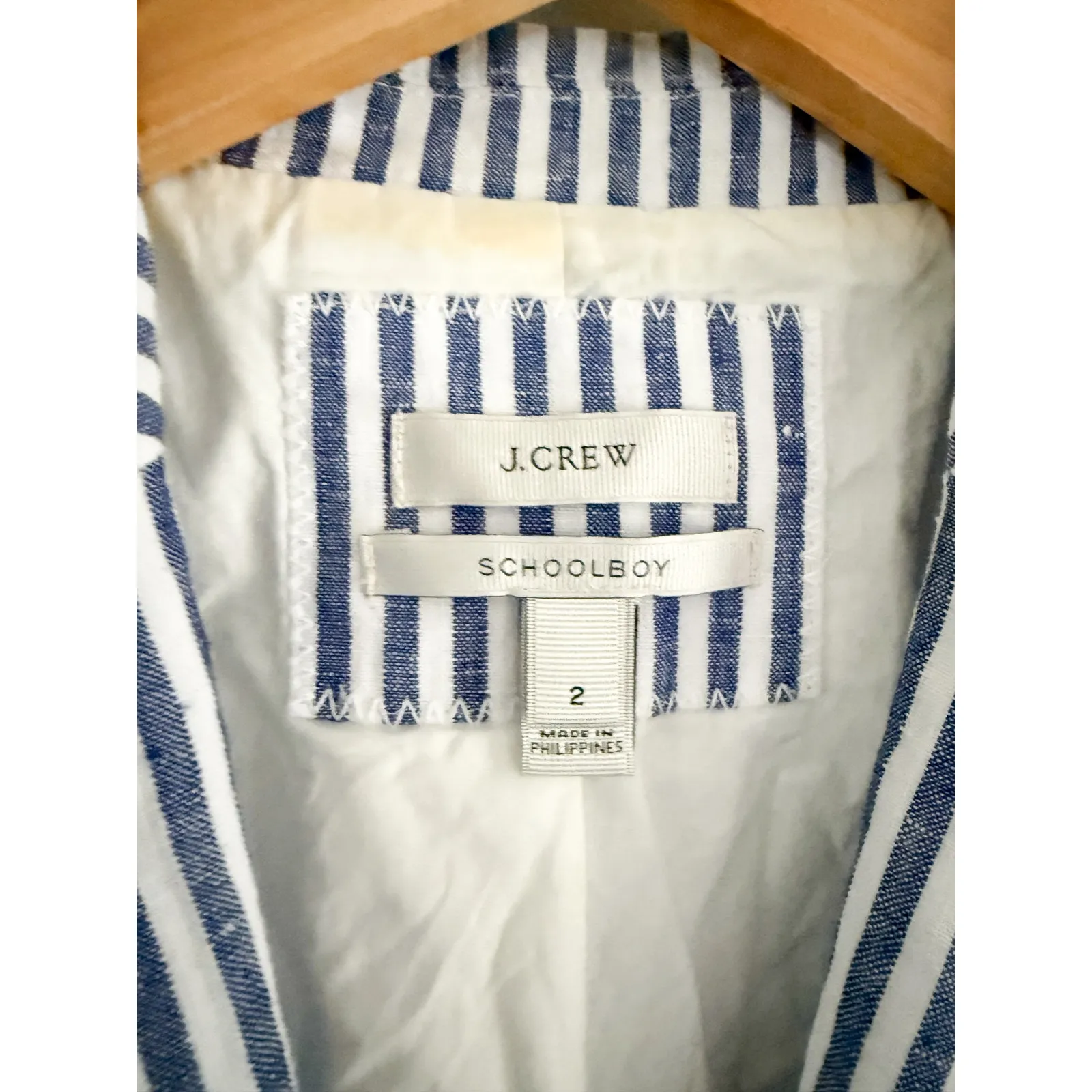 J.Crew | Schoolboy Blazer Blue White Stripe | Sz 2 - Image 7