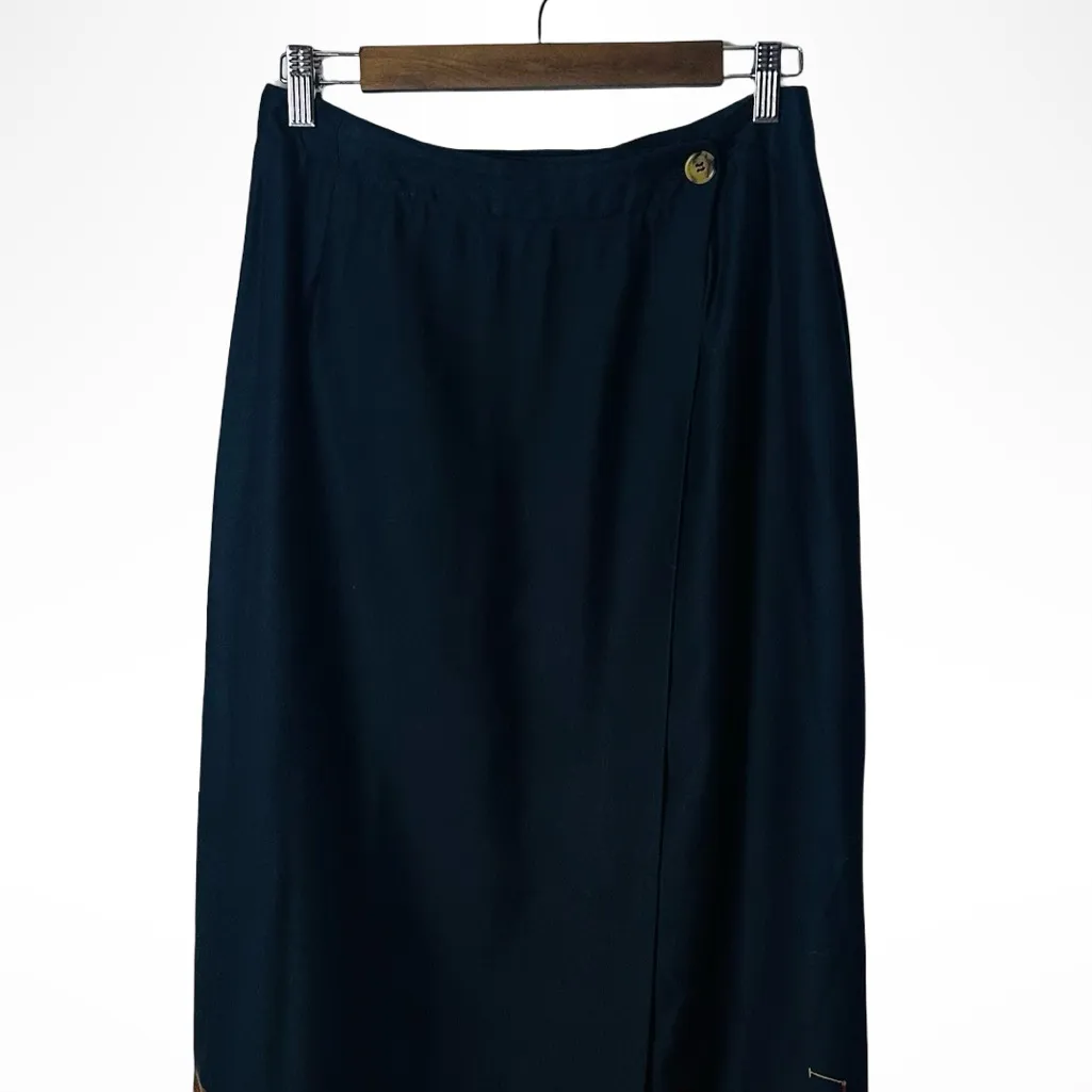 Vintage 90s Equestrian Midi Wrap Skirt Set Size 10 Black Red - Image 2