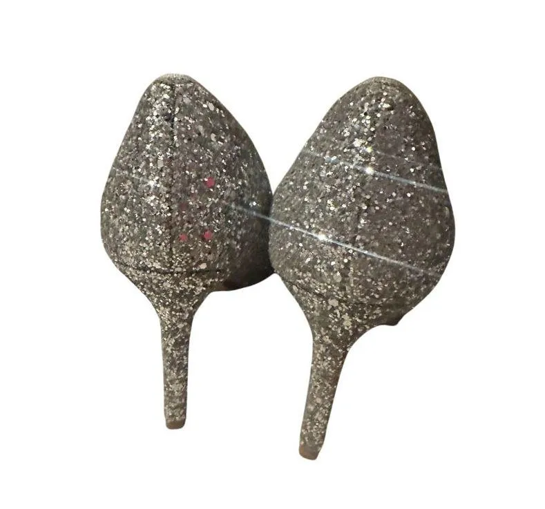 DUNE London Silver Glitter Bow Heels Size 38 / US 8 - Image 2