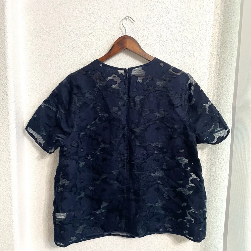 Cato Womens Shirt Blouse Blue Floral Lace Short Sleeve Plus Size 18/20 - Image 2