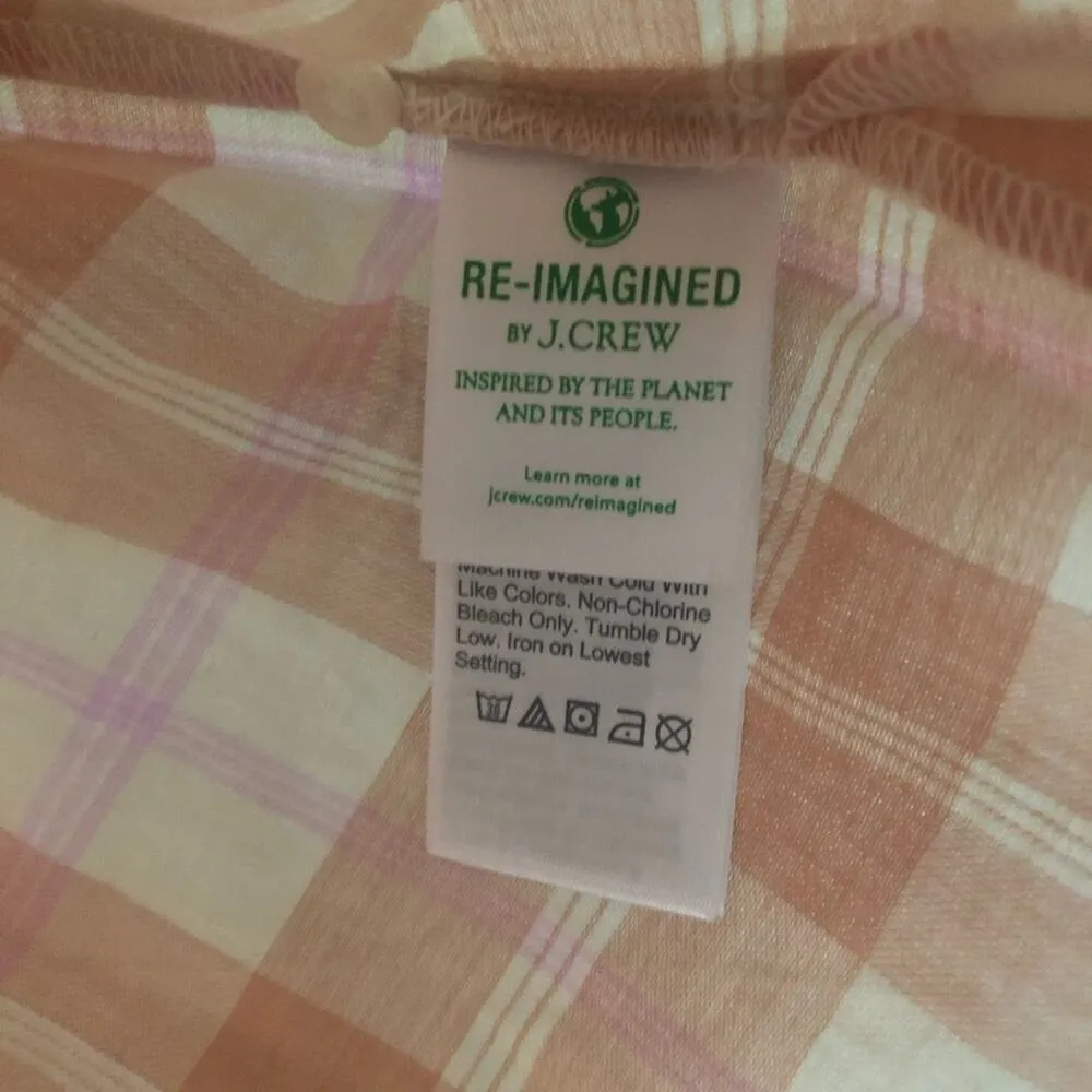 J. Crew Gathered Button Up Shirt Featherweight Flannel Peach Pink NEW - Image 7