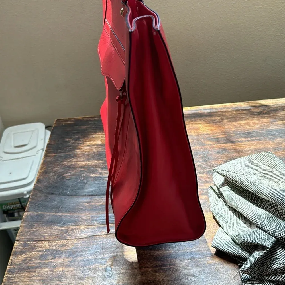 Rebecca Minkoff Poppy red Leather MAB Large Tote Shoulder Bag Portfolio NWT - Image 12