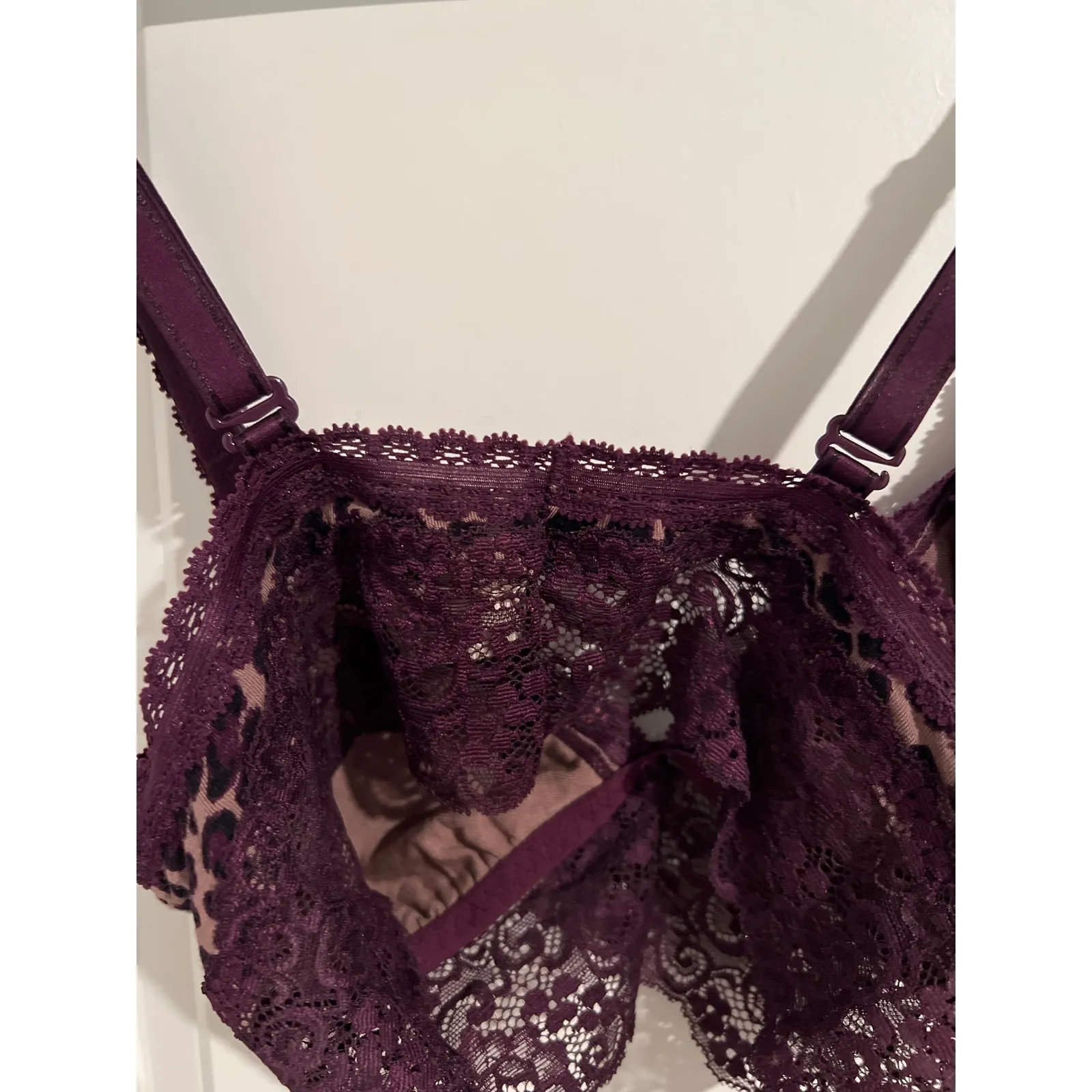 Soma Triangle Lace Trim Bralette – Size Medium – Leopard/Plum Purple - Image 5