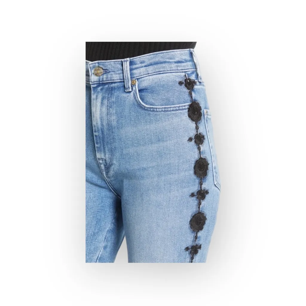 7FAM 7 for all Mankind Luxe Vintage ☻︎ High Sequin Embroidery Skinny Jeans ☻︎ 24 - Image 2