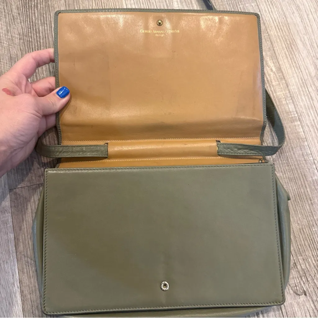 Vintage Giorgio Armani Valextra Sage Green Crossbody Bag - Image 6