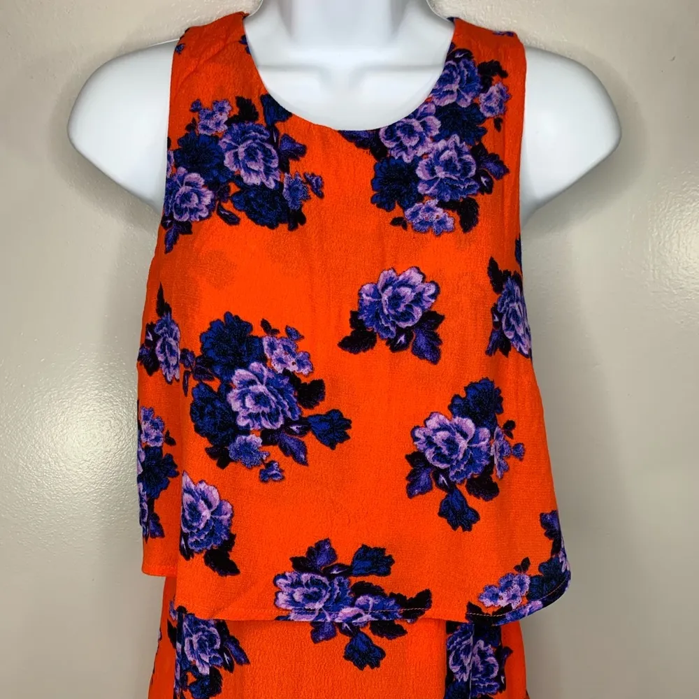 Minkpink Orange and Purple Floral Dress Size XS - Image 3