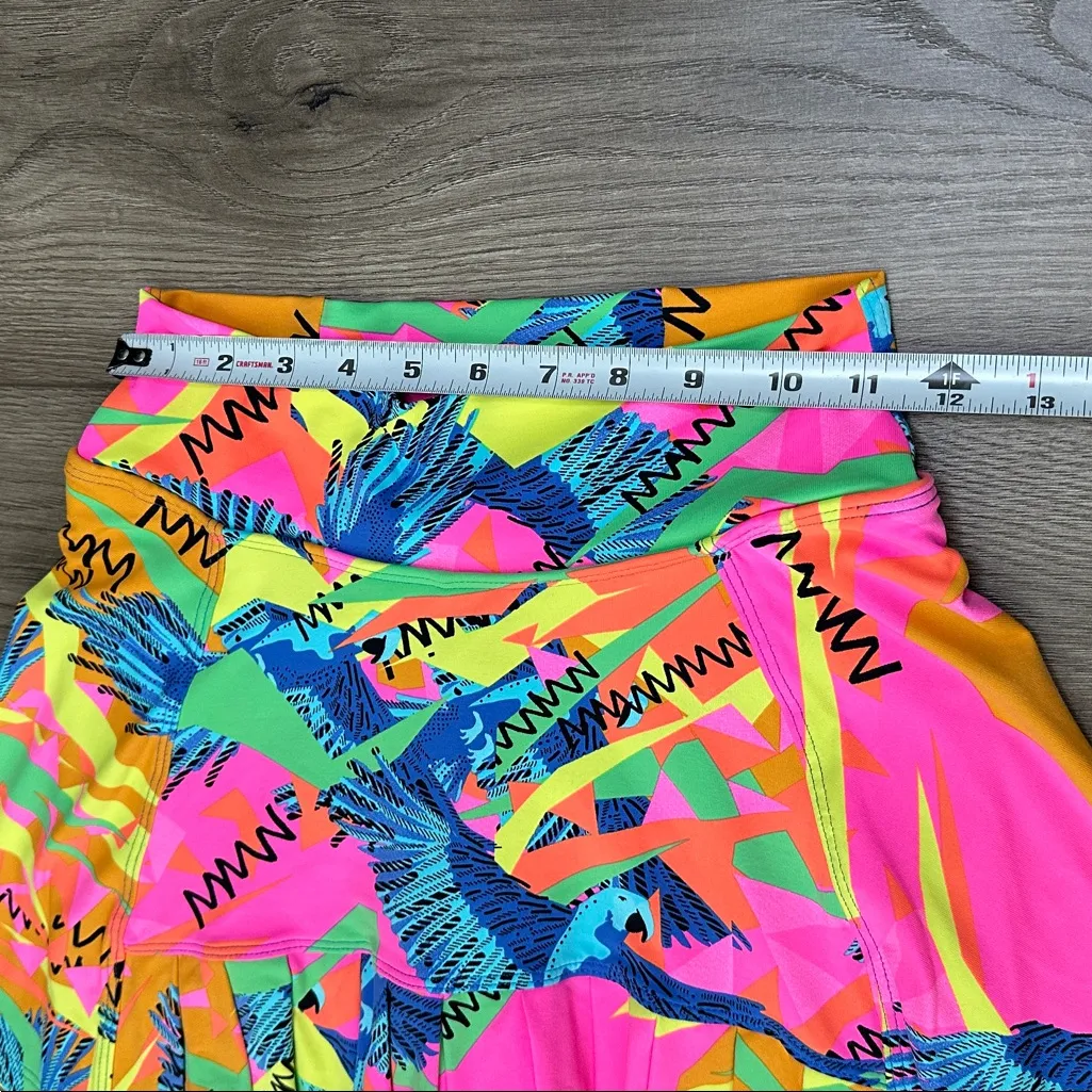 Dona Jo High Rise Tennis Skirt Skort Parrot Rio Multicolor Pink Orange Small - Image 9