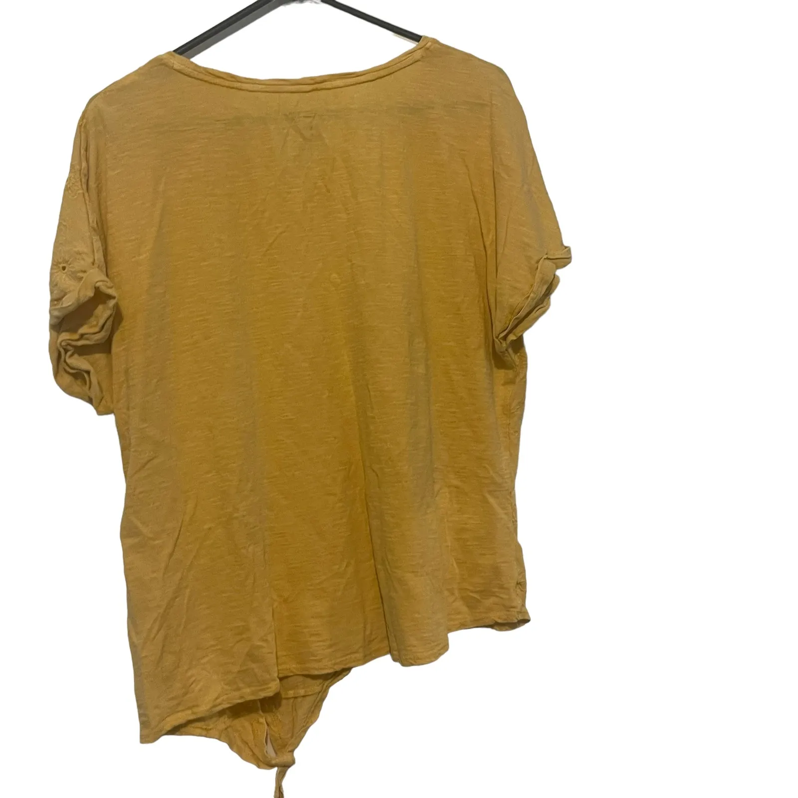 Sonoma Women's Plus Size‎ XXL Yellow Embroidered Floral Short Sleeve Top - Image 6