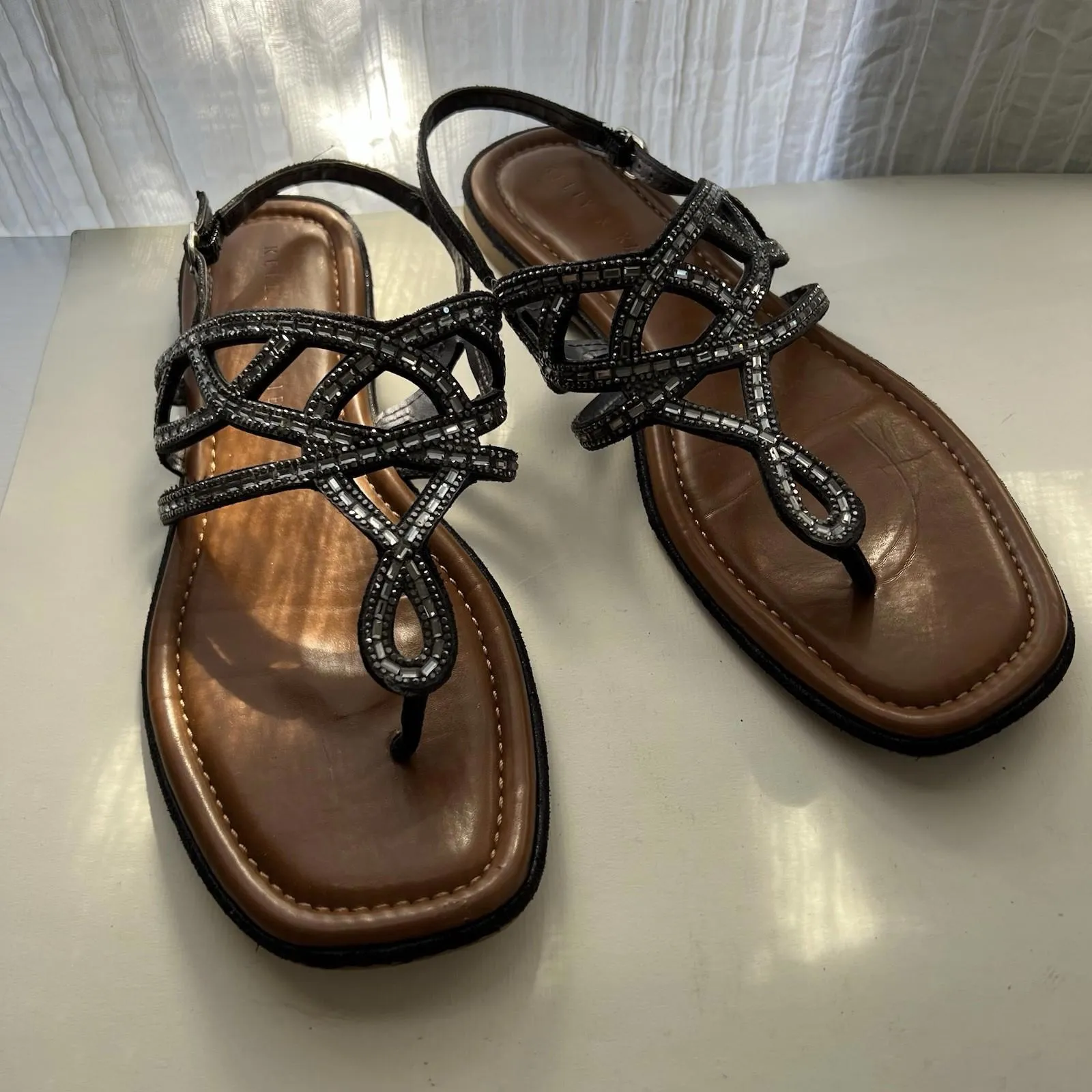 Kelly & Katie Norna sandal in a black/silver color rhinestone size 9.5 M brown Black - Image 2