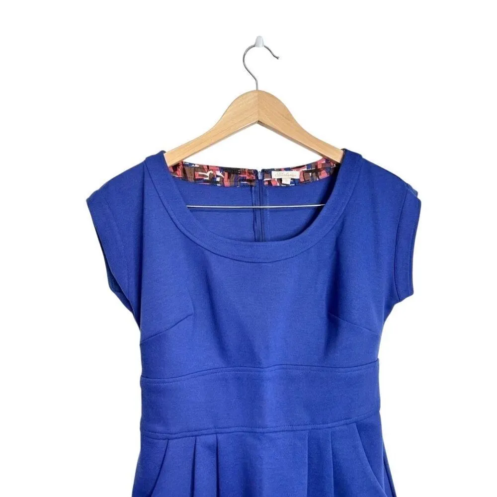 Shoshanna Dress Size 6 Royal Blue Sheath Knee Length Zip Up Boat Neck - Image 4