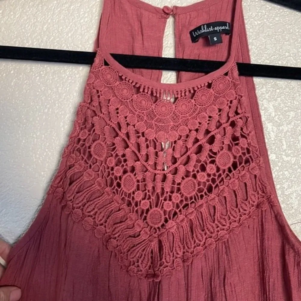 Wishlist Small Burnt Orange Crochet Halter Maxi Dress EUC - Image 3