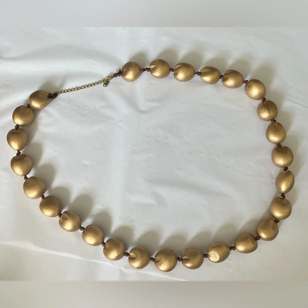 Elegant Gold Painted Beaded Necklace gently worn - Image 3