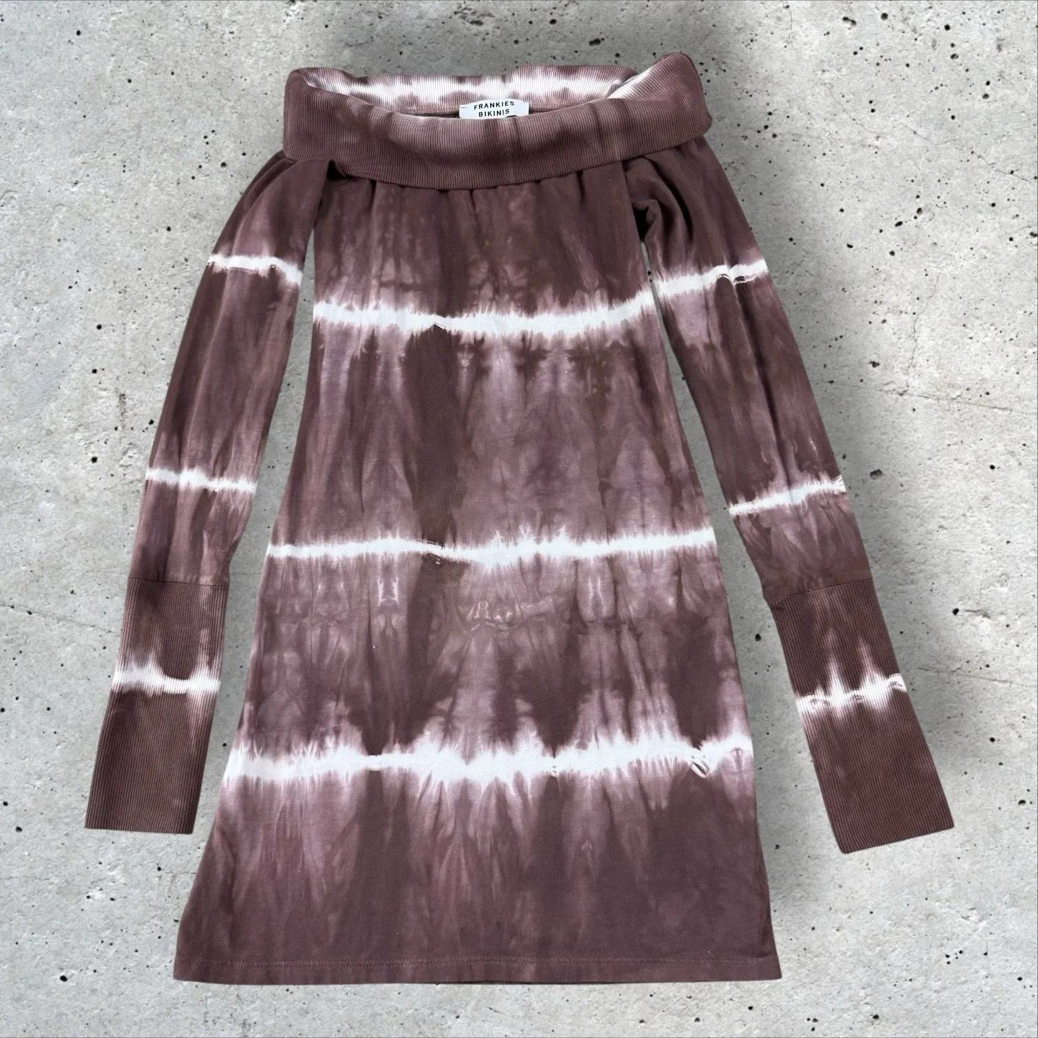 Frankies Bikinis‎ Tie Dye Off-The-Shoulder Long Sleeve Cinzia Mini Dress Sz XS - Image 4