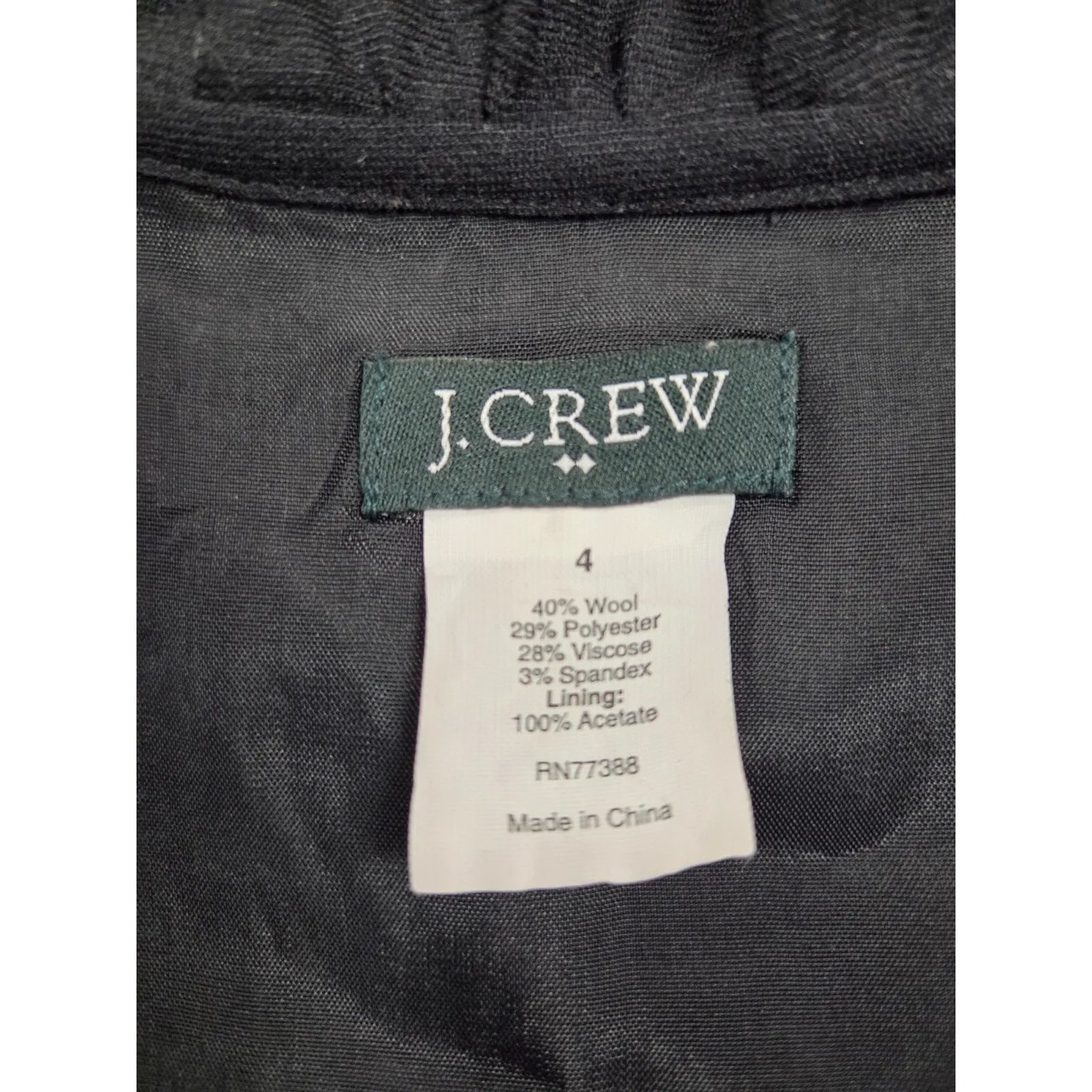 J Crew Solid Black Wool Blend Ruffle Neck Phoebe Shift Dress Short Sleeve Size 4 - Image 3